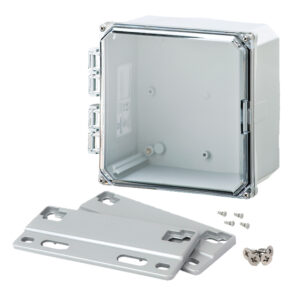 Polycarbonate Enclosure 8" x 8" x 4" | Hinged Clear Four Screw Cover | SH8084HCF