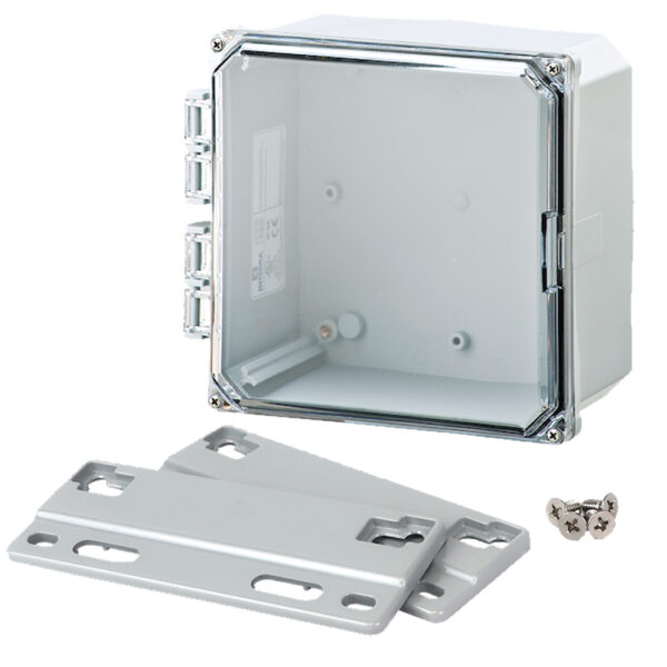 Polycarbonate Enclosure 8" x 8" x 4" | Hinged Clear Four Screw Cover | SH8084HCF-6P