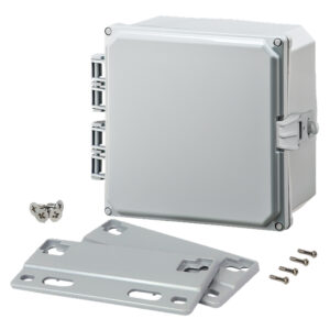 Polycarbonate Enclosure 8" x 8" x 4" | Hinged Opaque Cover Non-Metallic Locking Latch | SH8084HCFNL