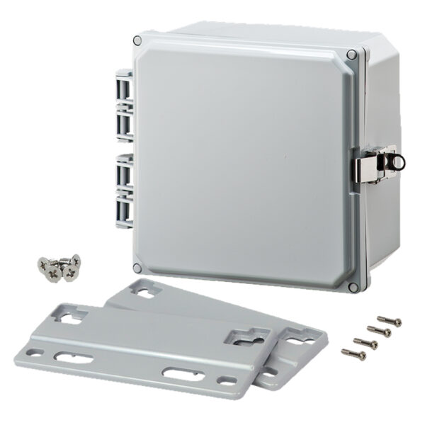 Polycarbonate Enclosure 8" x 8" x 4" | Hinged Opaque Cover Stainless Steel Locking Latch | SH8084HFLL