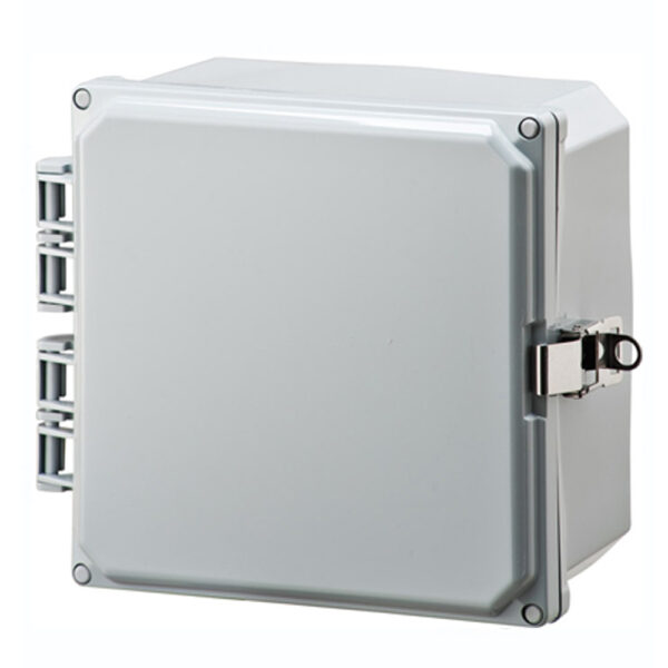 Polycarbonate Enclosure 8" x 8" x 4" | Hinged Opaque Cover Stainless Steel Locking Latch | SH8084HLL