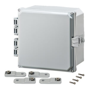 Polycarbonate Enclosure 8" x 8" x 4" | Hinged Opaque Cover Non-Metallic Locking Latch | SH8084HNL