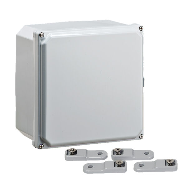 Polycarbonate Enclosure 8" x 8" x 4" | Hinged Opaque Four Screw Cover | SH8084S