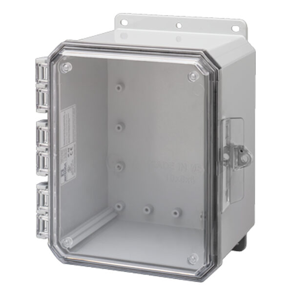 Polycarbonate Enclosure 10" x 8" x 6" | Hinged Clear Cover INT Locking Latch | SP10086C