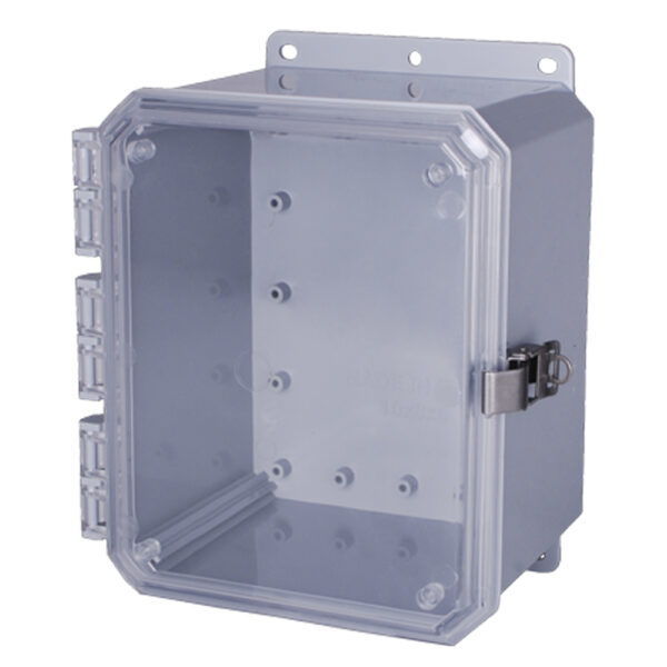 Polycarbonate Enclosure 10" x 8" x 6" | Hinged Clear Cover SST Locking Latch | SP10086CLL