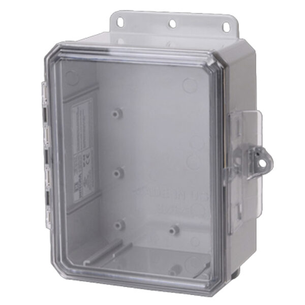 Polycarbonate Enclosure 10" x 8" x 6" | Low Profile Hinged Clear Cover INT Locking Latch | SP10086LPC