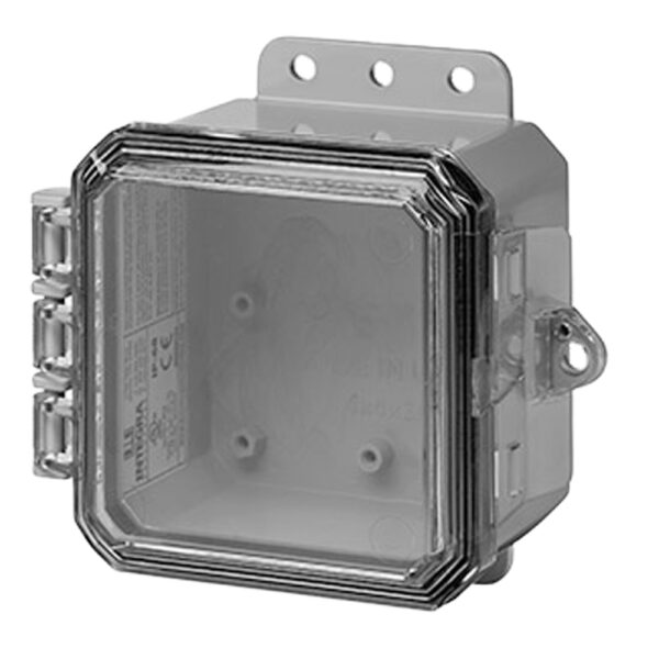 Polycarbonate Enclosure 4" x 4" x 3" | Hinged Clear Cover Integrated Locking Latch  | SP4043C