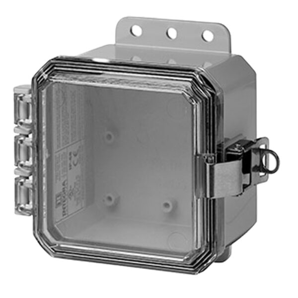 Polycarbonate Enclosure 4" x 4" x 3" | Hinged Clear Cover SST Locking Latch  | SP4043CLL