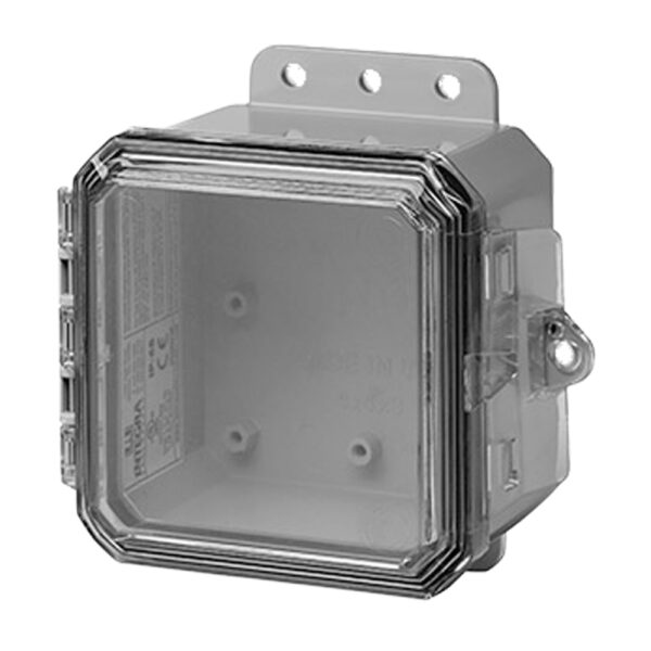 Polycarbonate Enclosure 4" x 4" x 3" | Low Profile Hinged Clear Cover INT Locking Latch  | SP4043LPC