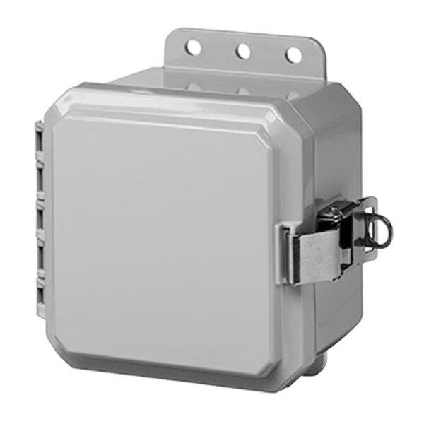 Polycarbonate Enclosure 4" x 4" x 3"  | Low Profile Hinged Cover SST Locking Latch  | SP4043LPLL