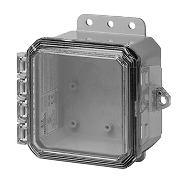 Polycarbonate Enclosure 5" x 5" x 3" | Hinged Clear Cover Integrated Locking Latch  | SP5053C