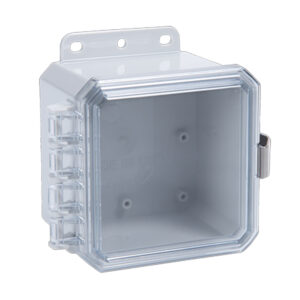 Polycarbonate Enclosure 5" x 5" x 3" | Hinged Clear Cover SST Locking Latch | SP5053CLL