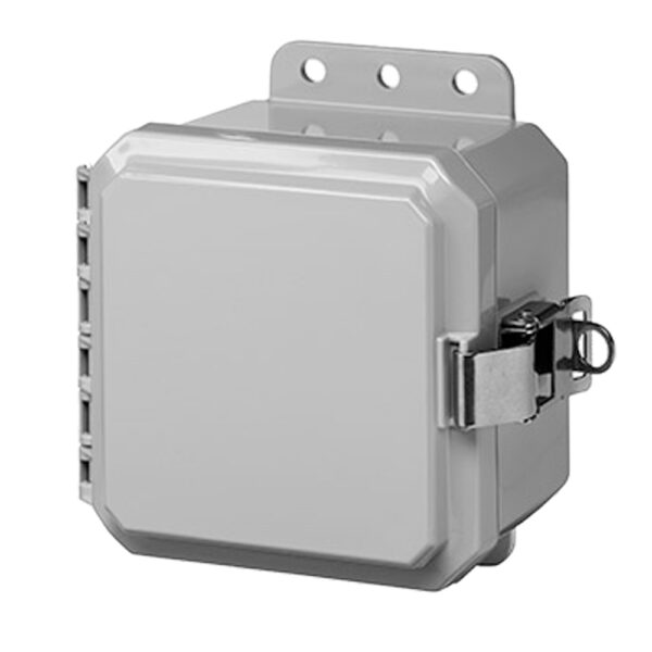 Polycarbonate Enclosure 5" x 5" x 3" | Low Profile Hinged Opaque Cover SST Locking Latch | SP5053LPLL