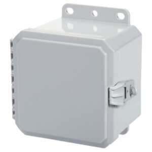 Polycarbonate Enclosure 5" x 5" x 3" | Low Profile Hinged Clear Cover Non-Metallic Lockin | SP5053LPNL