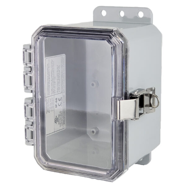 Polycarbonate Enclosure 6" x 4" x 4" | Hinged Clear Cover Integrated Locking Latch  | SP6044CLL