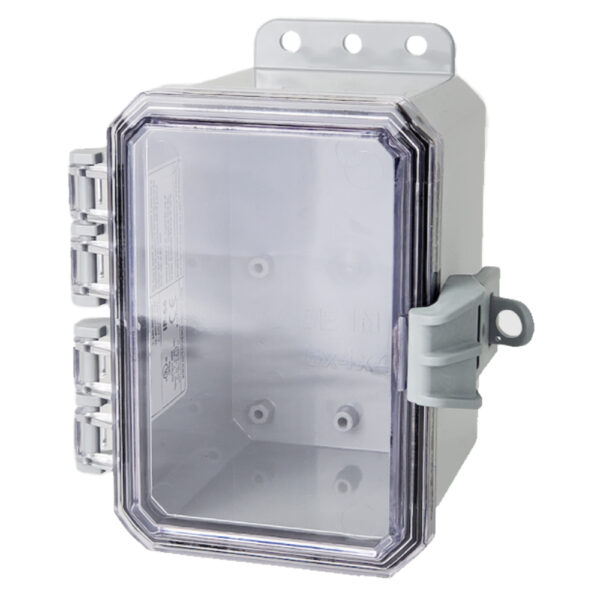 Polycarbonate Enclosure 6" x 4" x 4" | Hinged Clear Cover Non-Metallic Locking Latch  | SP6044CNL