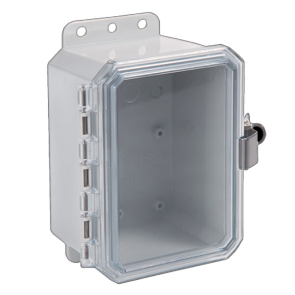 Polycarbonate Enclosure 6" x 4" x 4" | Low Profile Hinged Clear Cover SST Locking Latch | SP6044LPCLL