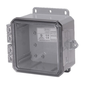 Polycarbonate Enclosure 6" x 6" x 3" | Hinged Clear Cover Integrated Locking Latch | SP6063C