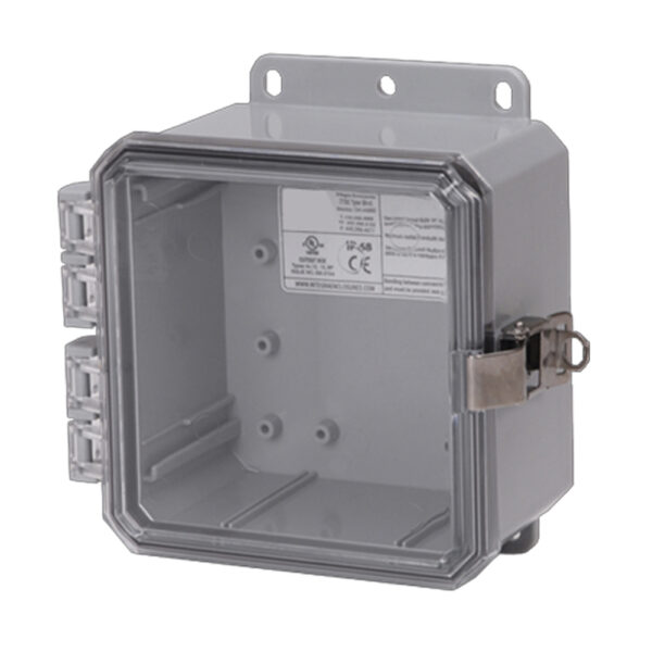Polycarbonate Enclosure 6" x 6" x 3" | Hinged Clear Cover SST Locking Latch | SP6063CLL