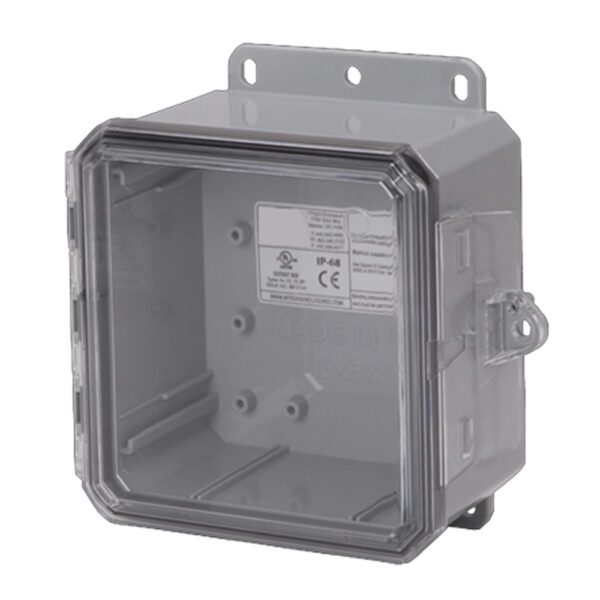 Polycarbonate Enclosure 6" x 6" x 3" | Low Profile Hinged Clear Cover INT Locking Latch | SP6063LPC