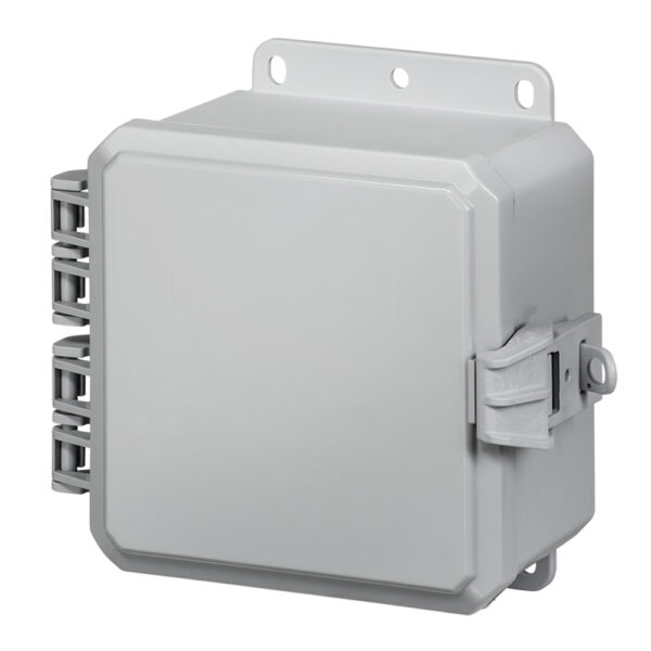 Polycarbonate Enclosure 6" x 6" x 3" | Hinged Opaque Cover Non-Metallic Locking Latch | SP6063NL