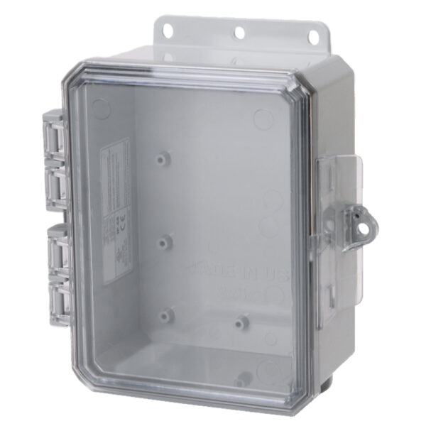 Polycarbonate Enclosure 8" x 6" x 3" | Hinged Clear Cover Integrated Locking Latch | SP8063C