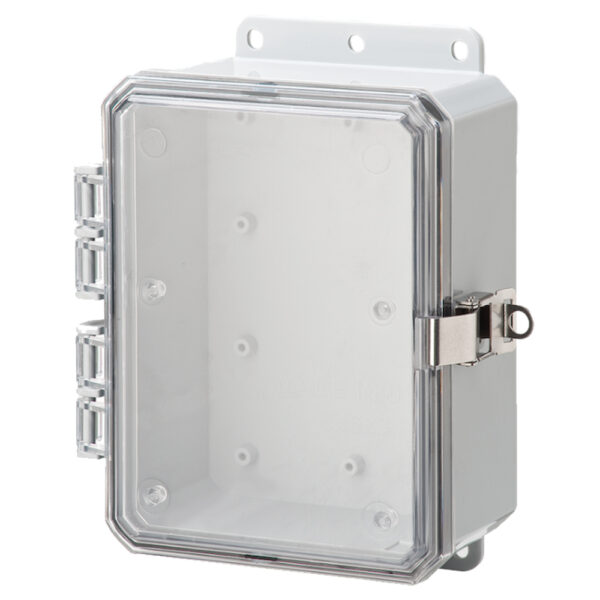Polycarbonate Enclosure 8" x 6" x 3" | Hinged Clear Cover SST Locking Latch | SP8063CLL