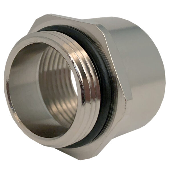 Nickel Plated Brass Thread Adapter M32 x 1.5 to 1-1/4" NPT Threads | AM-3254-BR