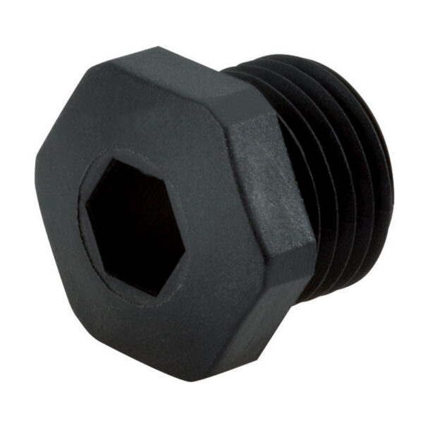 Black Nylon  M12 x 1.5 Hex Plug | HM-12-BK