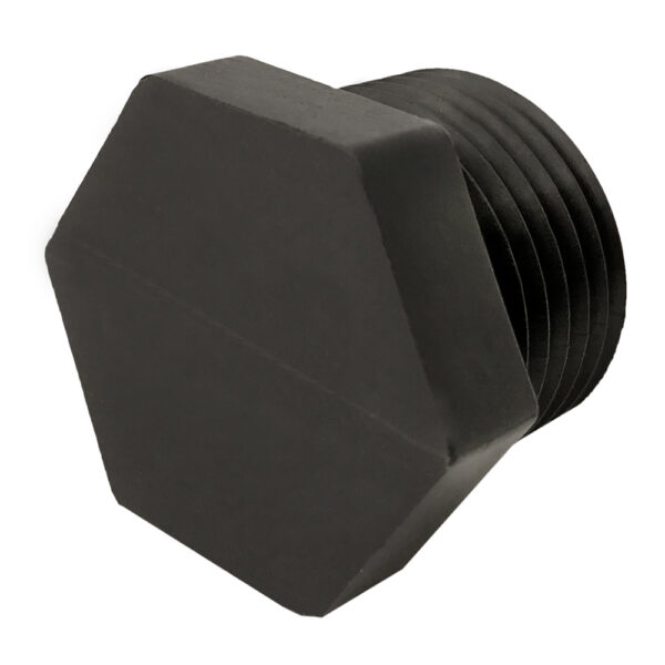 Black Polypropylene 1" NPT Hex Plug | HN-10-BK