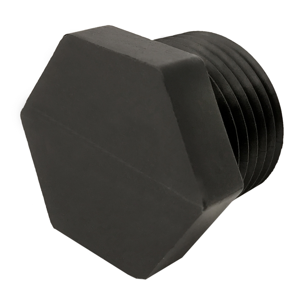 Black Polypropylene 1/2" NPT Hex Plug | HN-12-BK