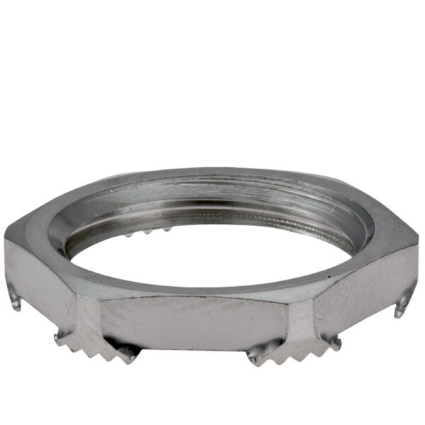 Nickel Plated Brass EMI / RFI Proof Locking Nut M32 x 1.5 | NM-32-BE