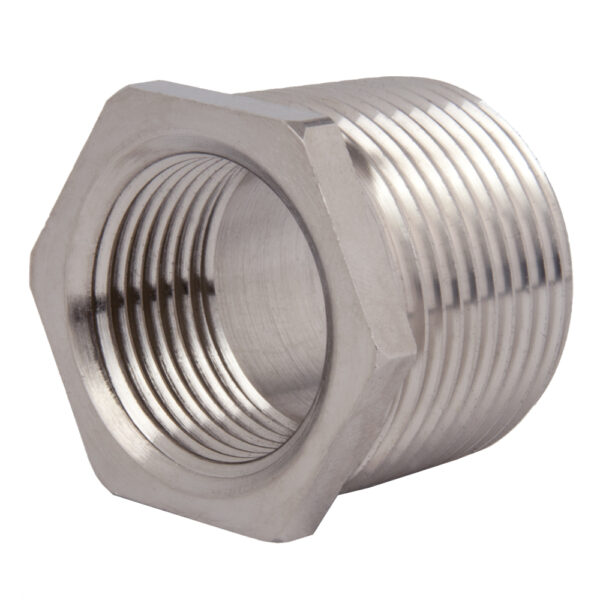 Nickel Plated Brass Thread Reducer 1" NPT to 3/4" NPT Threads | RN-1034-BR