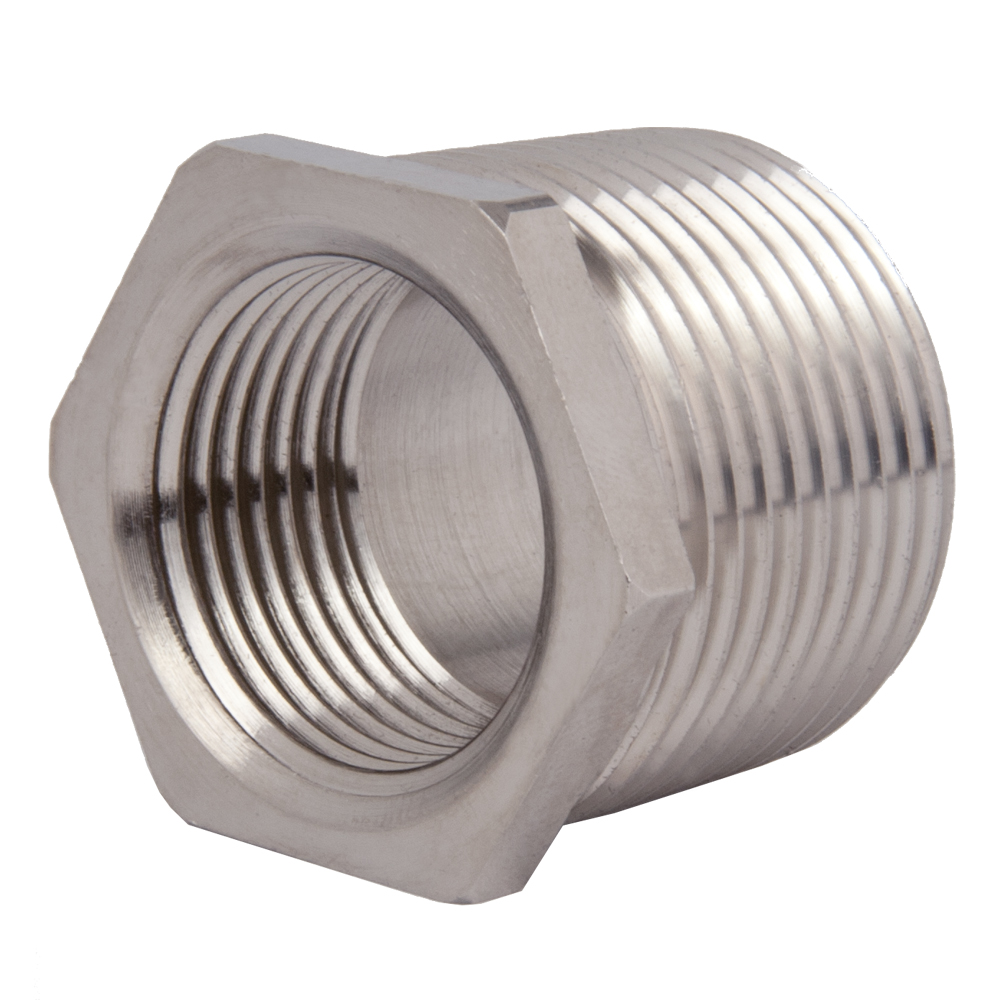 Nickel Plated Brass Thread Reducer 3/4" NPT to 1/2" NPT Threads | RN-3412-BR