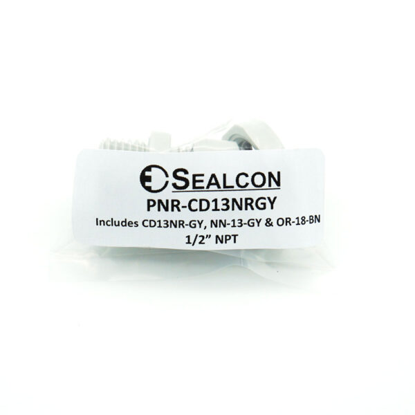 1/2" NPT Gray Nylon Reduced Dome Cable Gland | Pre-Packaged with Locking Nut O-Ring | PNR-CD13NRGY - Image 5