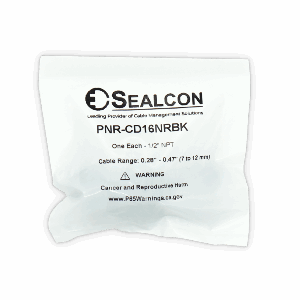 1/2" NPT Black Nylon Reduced Dome Cable Gland | Pre-Packaged with Locking Nut O-Ring | PNR-CD16NRBK - Image 5