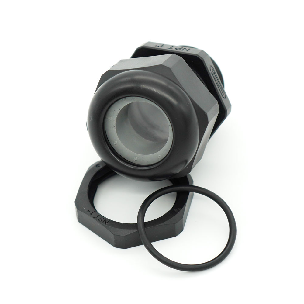 1" NPT Black Nylon Reduced Dome Cable Gland | Pre-Packaged with Locking Nut O-Ring | PNR-CD29NRBK