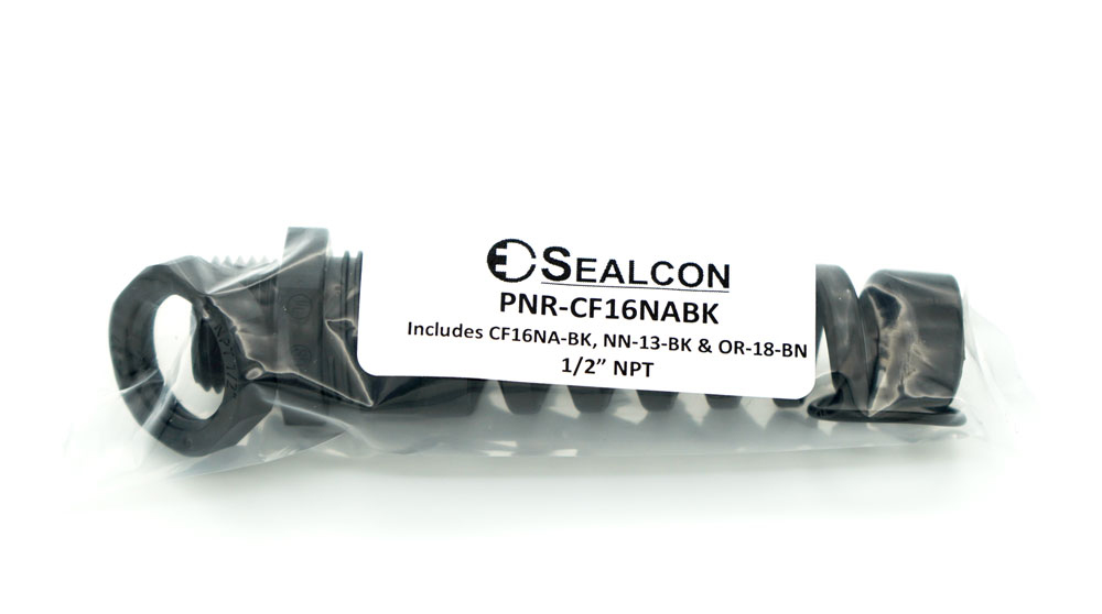 1/2" NPT Black Nylon Standard Flex Cable Gland | Pre-Packaged with Locking Nut O-Ring | PNR-CF16NABK - Image 5
