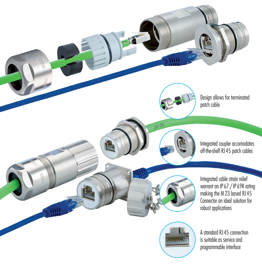 M23 RJ45 Connector - Panel, Male Thread, Front Mount, Single Hole | S7.R42.008.000 - Image 2